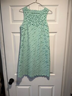 Jcrew Sleeveless Mint Laser-Cut Shift Dress